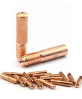 Pack Of 25 Premium MIG Welding Gun Contact Tips 035 In For Miller M-Series And Hobart H-Series Guns, copper tips on a white background.