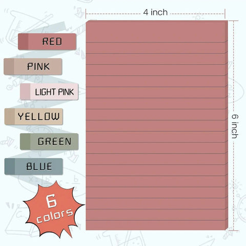Lined Sticky Notes 4x6 Inches, 360 Sheets In 9 Packs, Vintage Colors, Strong Adhesive For School, Office, And Home Use