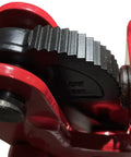 Close-up of serrated jaws on Vertical Plate Clamp Workhorse Heavy Duty Lifting Clamp With Lock Handle For Steel Plates Up To 4400 Lbs 2 Ton WLL