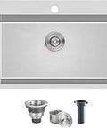 28 Inch Drop In Kitchen Sink With Single Bowl Beefy 18 Gauge 304 Stainless Steel Topmount Handmade Kitchen Sink 28 By 18 By 9 Inches