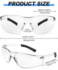 Clear Safety Glasses ANSI Z87.1 Certified For Men And Women, 30 Pack Durable Lab Eyewear dimensions with polycarbonate frames