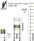 10.5 Ft Telescoping Aluminum Ladder With 11 Steps Heavy Duty Extension Ladder for Home Roof and Outdoor Use, 330 Pound Capacity