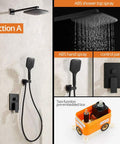 UMJIGF Black Shower System with Hot and Cold Water Contemporary Shower Faucet Set with Square Shower Head, Handheld Shower,Stainless,Abs Shower Head with ABS components and control panel.