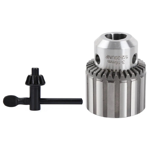 Killer Keyed Drill Chuck For Power Tools with tightening key, 1/2 20 unf mount thread, heavy duty metal body.