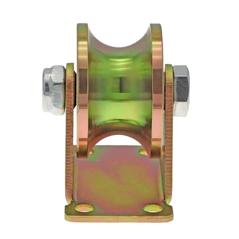 Built Tough 2 Inch V Groove Casters For Sliding Gates Rock Solid Heavy Duty Rigid Wheels Engineered For Inverted Tracks With 660 Lb Load Capacity Set Of 4 Steel Track Rollers side view of a 2-inch V groove caster