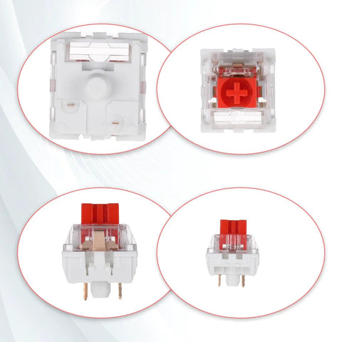 Red Switch Replacement Kit With 3 Pin Mechanical Keyboard Switches showing multiple angles, clicky tactile feedback.