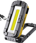 Rechargeable Magnetic Work Light 1200 Lumens With COB LED featuring magnetic base, hanging hook, and USB-C cable for versatile use.