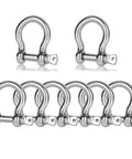 Rugged 3/8 Inch 304 Stainless Steel Screw Pin Anchor Shackles Set of 10 for Tough Marine Anchoring, Off-Road Towing, and Heavy Duty Recovery