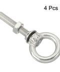 Hardcore Stainless Steel Eye Bolts M4 X 25mm Threaded With Hex Nuts And Flat Washers 4 Pack for secure outdoor lifting.