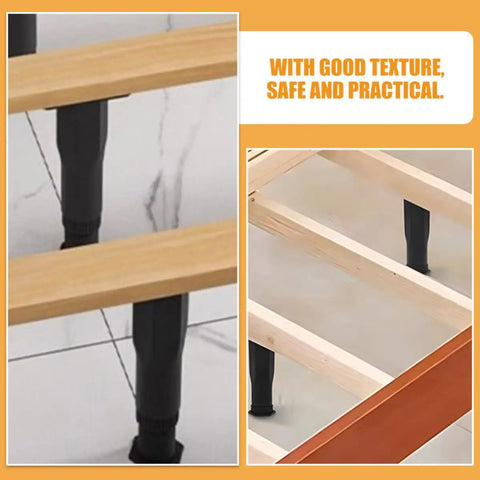 Heavy Duty Adjustable Furniture Legs 4 Pack For Dresser And Cabinet Steel And Plastic Build shown supporting wooden frame