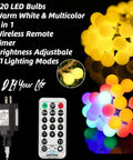 Color Changing Easter Globe String Lights 39.37 Ft With 120 LEDs, remote control, warm white and multicolor bulbs, 11 modes