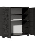 All Weather Indoor And Outdoor Storage Cabinet Waterproof Plastic Box Black 34 Inch By 15 Inch By 34 Inch With Two Shelves