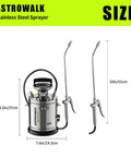 One Gallon Stainless Steel Pump Sprayer With 20 Inch Wand And 4 Foot Hose For Plants, Weed And Pest Control