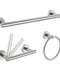 3 Piece Bathroom Hardware Set With Brushed Finish Toilet Paper Holder Hand Towel Ring And 16 Inch Towel Bar And SUS304 Stainless Steel Wall Mount Built To Last Rustproof For Humid Bathrooms