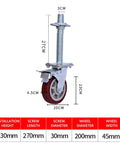 Set Of 2 Heavy Duty Swivel Casters Featuring Hardcore Dual Lock Brakes and Riveted Plates For Rough Construction Sites and Big Furniture Moves Solid Threaded Stem Wheels Built Like A Tank, shown with dimensions.