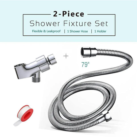 79 Inch Expandable Shower Hose Extra Long for Handheld Shower Head Chrome Stainless Steel Flexible Hose with Adjustable Holder Mount
