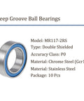 MR117-2RS chrome steel bearings, double shielded, 7x11x3mm