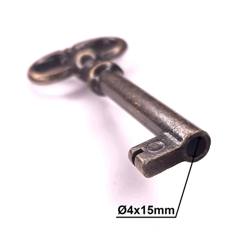 Old School Vintage Style Open Barrel Skeleton Key For Furniture And Cabinet Locks Antique 70mm Length Brown Color One Key Easy Turn