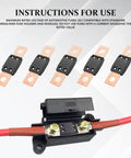 Premium 150 Amp MEGA Bolt Down Fuse For Trucks Cars And Boats 32V High Current with copper connectors and instructions for use.