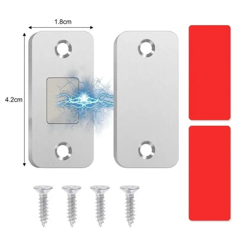 Self-Adhesive Magnetic Cabinet Catches With Invisible Drawer Locks, No Fuss Door Stops, Easy Install shown with screws
