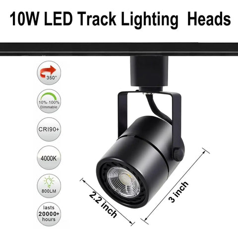10W LED Track Lighting Heads 12 Pack Cool White 4000K Dimmable Ultra Bright 900 Lumens Each H Type CRI 90 Plus 24 Degree Beam