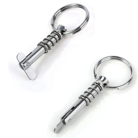 Marine Quick Release Pins One Quarter Inch Diameter With Drop Cam And Spring, 0.9 Inch Usable Length, 316 Stainless Steel, two pins