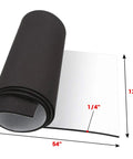Straight Up Heavy Duty Neoprene Foam Rubber Roll With Reliable Adhesive Backing For Soundproofing Cosplay Props And Flexible Diy Projects One Quarter Inch Thick Water Resistant Insulation Sheet, rolled up view, measures 12x54 inches.