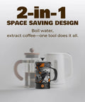 Portable Camping Coffee Maker Electric French Press Travel Kettle 120V Boil And Brew In One sleek design with 2-in-1 functionality.