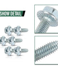 License Plate Screws For American Cars Rock Solid Size Fourteen By Three Quarters Inch With Hex Phillips Flat Slotted Combo Head