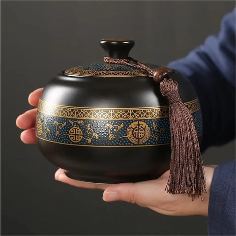 Airtight Ceramic Tea Canister With Silicone Seal Lid For Loose Leaf Coffee Beans Snacks And Nuts Keeps Kitchen Stash Crisp locks in flavor.