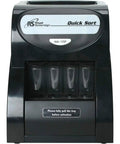 High Performance Electric Coin Sorter With Anti Jam Technology For Rapid One Row Counting and Easy Wrapping, black design with coin tubes.