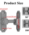 Wopanxye Flip Gate Latch for Barn Door, 360 Degree Rotary Hasp size dimensions, gray heavy duty security lock