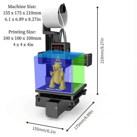 No Fuss Starter Frequency Division Multiplexing 3D Printer for beginners with compact build and 100x100x100mm printing size.
