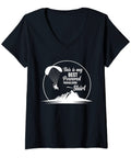 V-neck black T-shirt with powered paraglider graphic and slogan 'This Is My Best Powered Paragliding Shirt' for pilots.