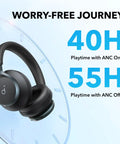 Image of Space One Active Noise Cancelling Headphones With 40 Hour Battery LDAC Hi Res Wireless Audio Bluetooth 5.3 App Control.