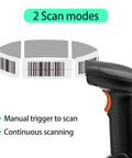 USB Wired 1D Barcode Scanner With CCD Decode Chip featuring two scan modes and manual trigger for efficient scanning