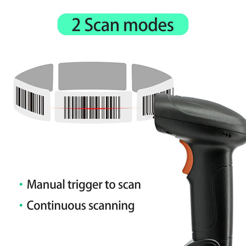USB Wired 1D Barcode Scanner With CCD Decode Chip featuring two scan modes and manual trigger for efficient scanning