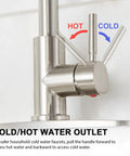 Kick Up Your Kitchen Vibes With This Top Tier Stainless Steel Faucet Boasting A Smooth Pull Down Sprayer And Cold/Hot Water Control.