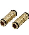 Brass Double Male Hose Connector Set For Garden And Outdoor Use, Quick Fix Hose Repair And Extension, Durable, Sturdy Fittings, 2 Pack