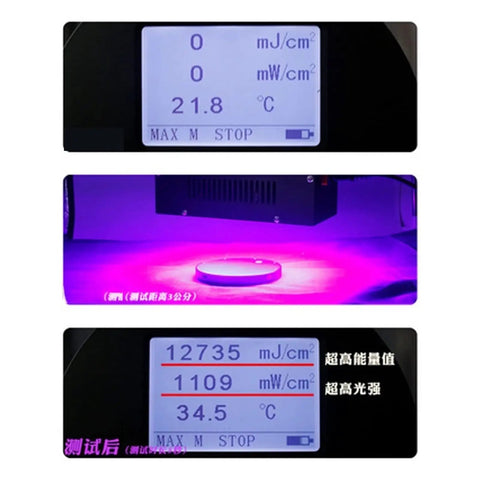 Display screen of Go-To Gear 3500W LED UV Curing Lamp Packs Cold Light Source For 3D Printer Resin And Gel Drying 365NM UV Machine.