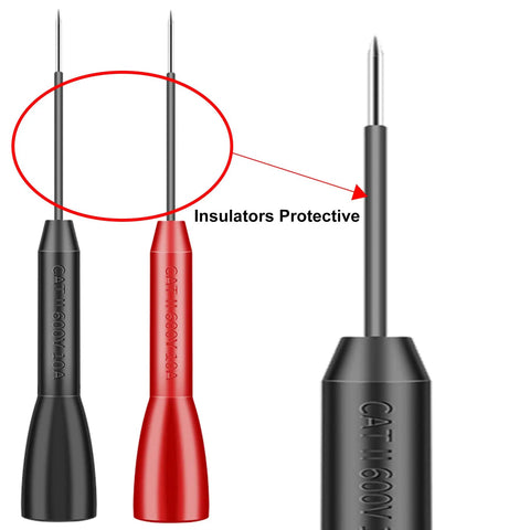 4 Pack 2mm Extended Needle Test Probes Pro Grade For Multimeters 600V 10A Non Destructive Insulation Piercing Stainless Steel