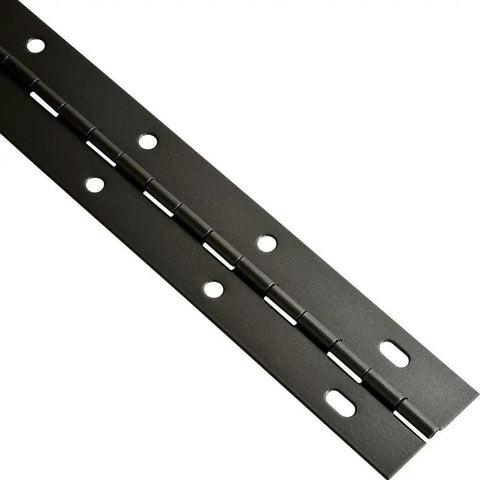 Solid Nickel Piano Hinge 72 Inches Long By One And A Half Inches Wide With Slotted Ends for easy installation and alignment.