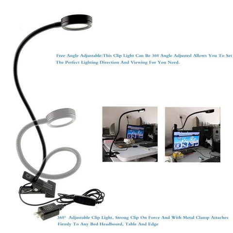 Two Pack USB Clamp Desk Lamp With 3 Color Temperatures 3000K 4500K 6000K 10 Level Dimming 48cm Gooseneck C Clip on desk setup