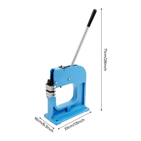 SS-16 Sheet Metal Shrinker Stretcher Manual Tool with 8 Inch Throat, blue cast iron build, lever handle visible