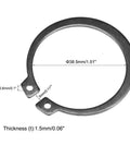 Close-up of 45.5mm External Circlips C Clip Retaining Rings 50Mn Steel Shaft Snap Rings with dimensions labeled for machinery use.