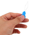 Gourd Shaped Plastic Needle Threader Set Of 100 For Smooth Thread Insertion And Quick Hand Sewing, blue plastic threader in hand