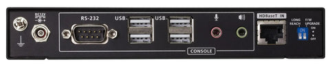 Back view of Rock Solid Usb Displayport Dual View Kvm Extender showing USB ports, audio jacks, and console connections.