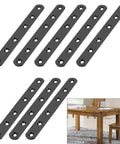 8 Pieces Stainless Steel Mending Plates 6 Inch Heavy Duty Corner Braces With Screws For Furniture Repair Black shown with table