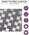 Peel And Stick Metal Backsplash Tiles Self Adhesive Aluminum Mosaic 3D Wall Sticker For Kitchen Square And Rectangle Stainless Steel 5 Sheets DIY Friendly Easy Install No Grout Durable Finish with easy to peel and stick feature and benefits list including heat insulation, waterproof, and easy installation.