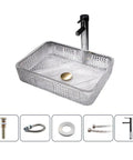 Square Clear Glass Vessel Sink Slick Finish Zero Hassle Cleanup Bathroom Vanity Basin Top Tier Modern Hotel Washbasin with gold stopper.